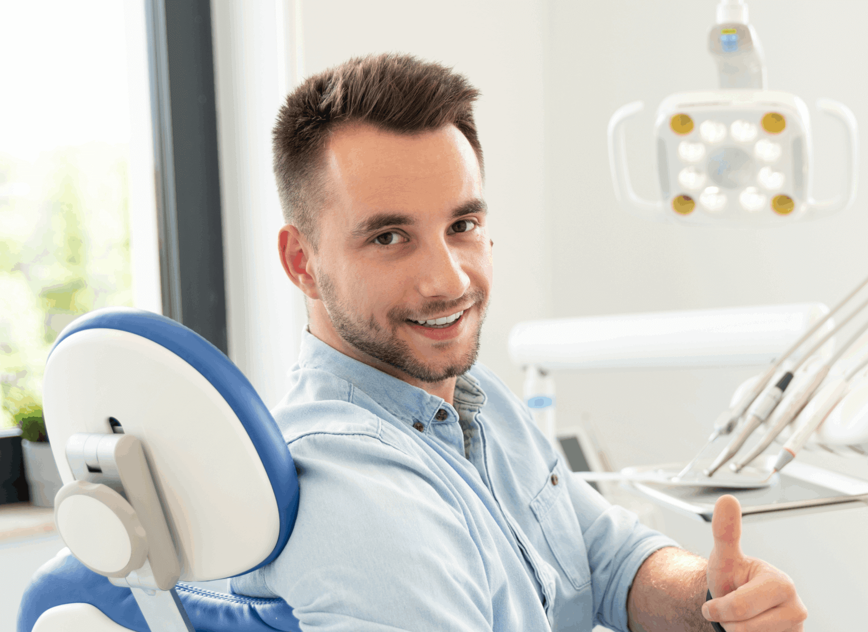 Patient smiling in dental chair